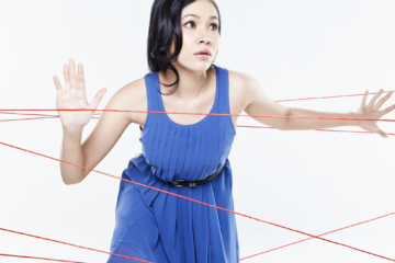 Woman stuck with yarn